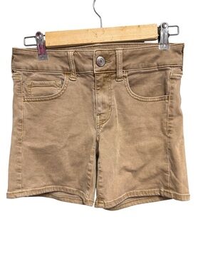 American Eagle Women's Size 2 Khaki Denim Super Stretch Shorts